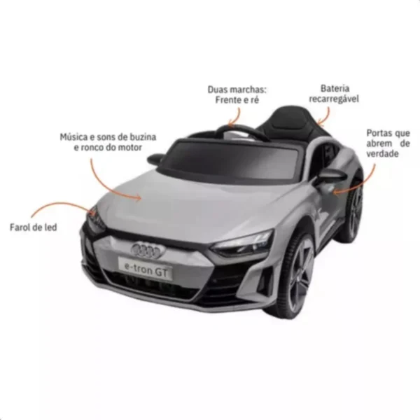 Carrinho Elétrico Audi E-tron Gt Cinza - Image 5